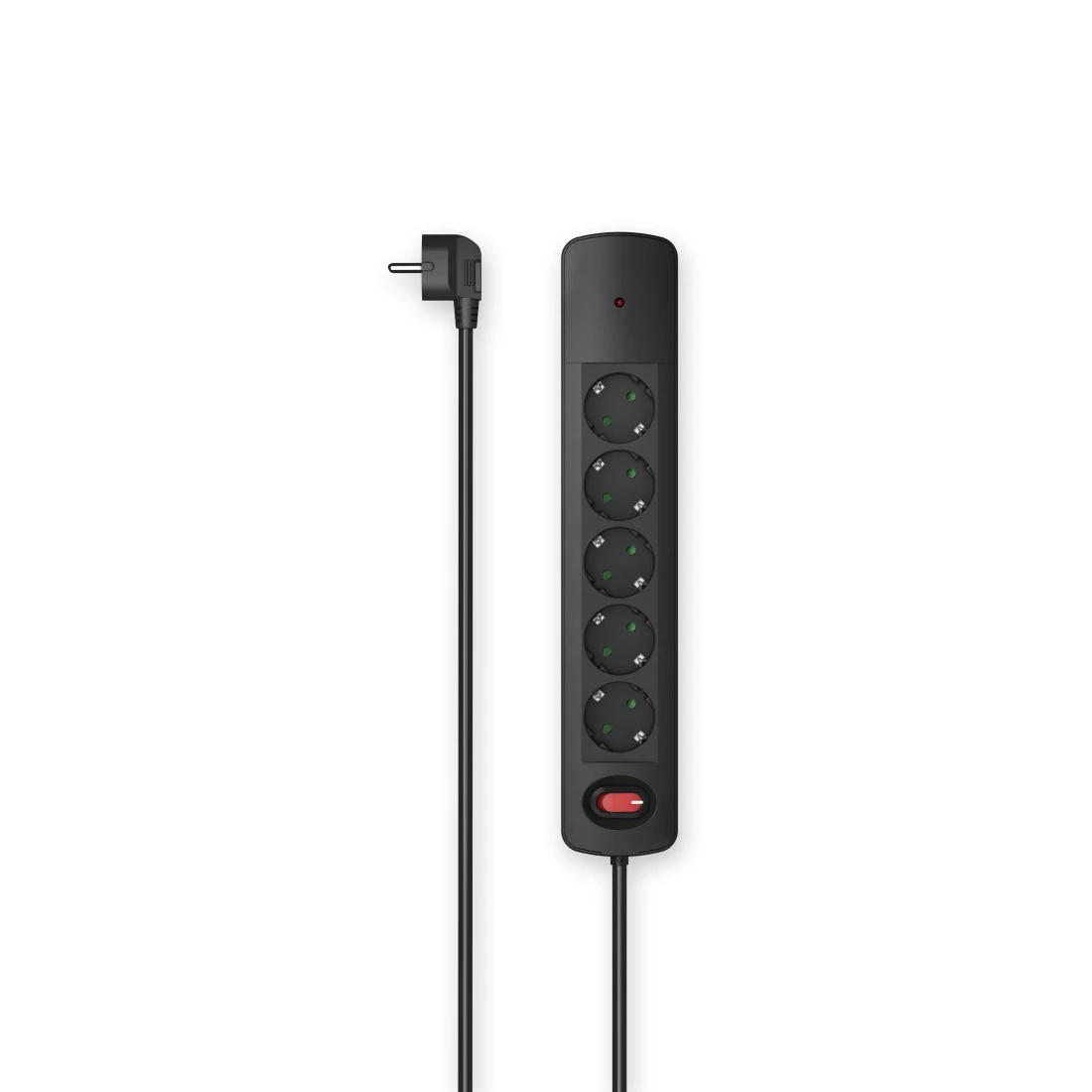 Hama Power Strip With Switch (4-Socket Schuko 16A Block, Individual Illuminated Switch, Ideal Energy Saving, 90° Sockets, Integrated Hanging Eyelet, 3680W, Cable 1.4m H05VV-F) White