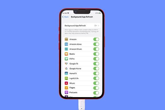 Switch off “Background app refresh” settings