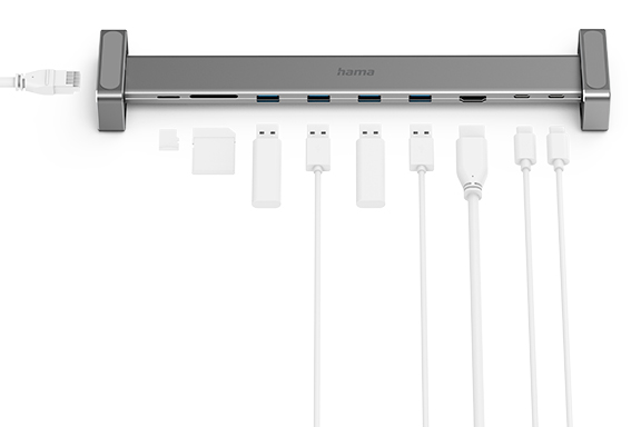 Nine connection options on Hama USB-C docking station "Connect2Office Basic