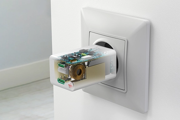 Detailed view of the technical structure in the quick charger