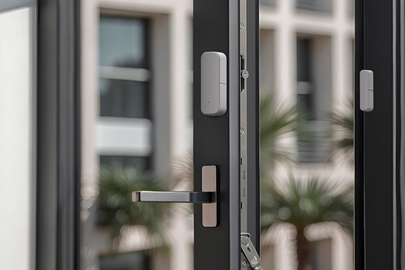 You can see an open window on which the smart Hama window contact is mounted.