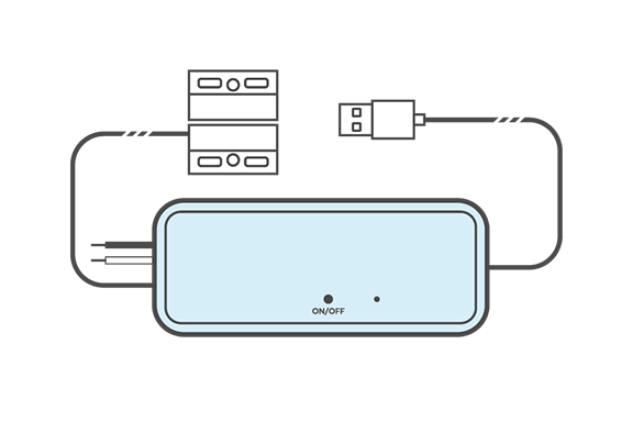 Line drawing of garage door opener.